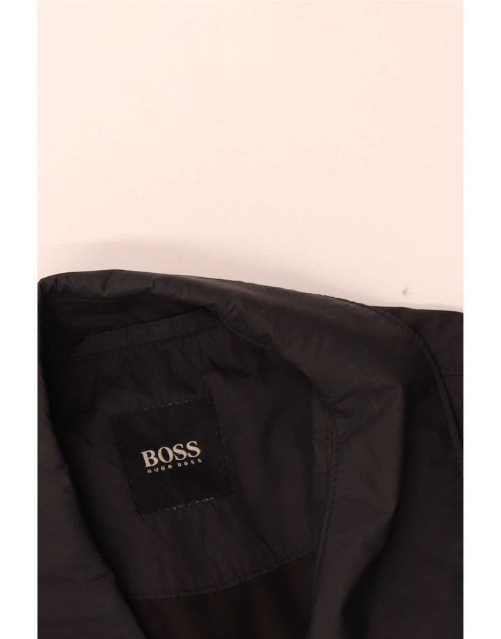 Мужская куртка-бомбер Hugo Boss UK 38, средний черный с цветными блоками