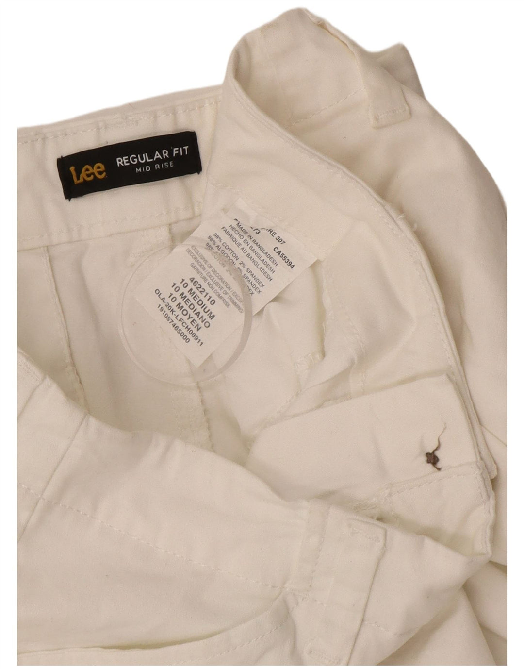 Женские повседневные шорты Lee со средней посадкой, размер США 10, большой размер W34, белый хлопок