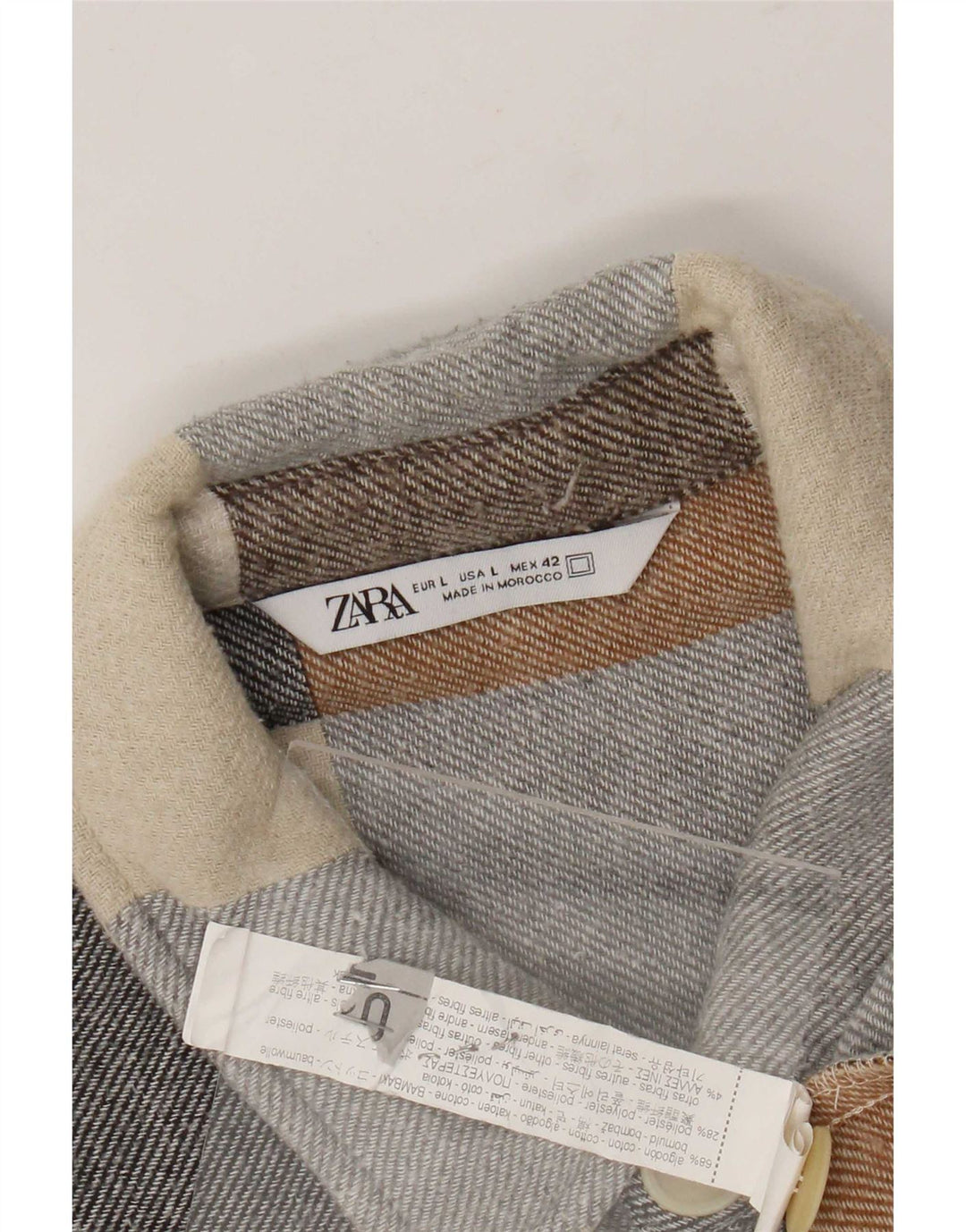 Мужская фланелевая рубашка Zara в крупную разноцветную клетку из хлопка
