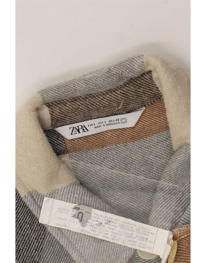 Мужская фланелевая рубашка Zara в крупную разноцветную клетку из хлопка