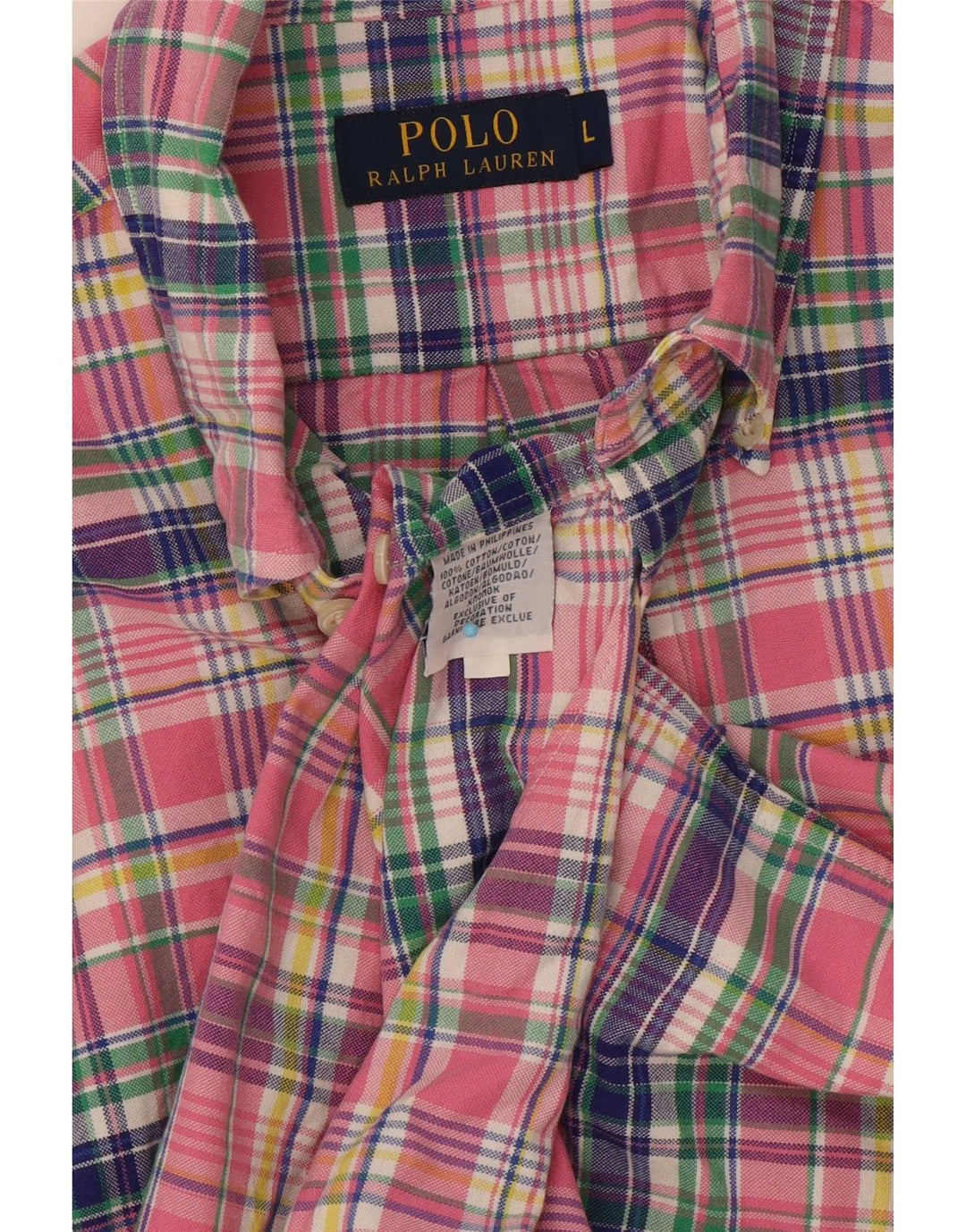 Мужская рубашка Polo Ralph Lauren в крупную розовую клетку из хлопка
