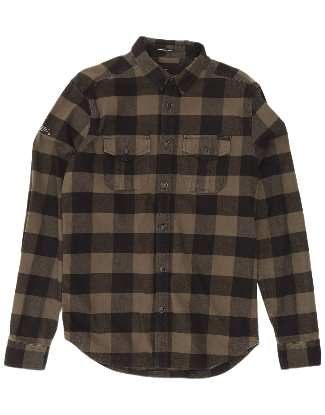 Мужская фланелевая рубашка Superdry Lumberjack среднего размера, хаки, хлопок в мелкую клетку