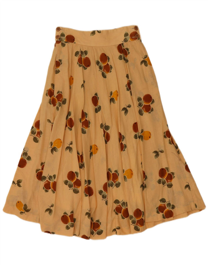 ВИНТАЖНАЯ женская плиссированная юбка-трапеция с абстрактным узором W24 XS, бежевая