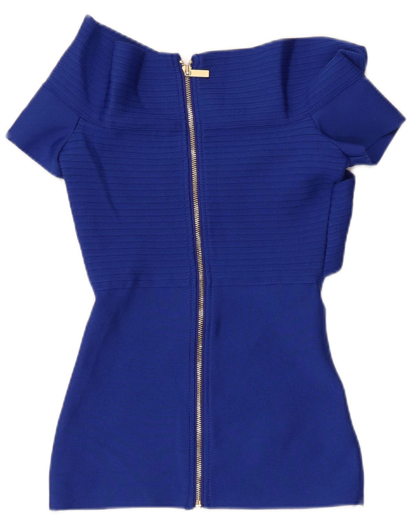 Женская блузка с открытыми плечами Karen Millen Top UK 4 XS, синий полиэстер