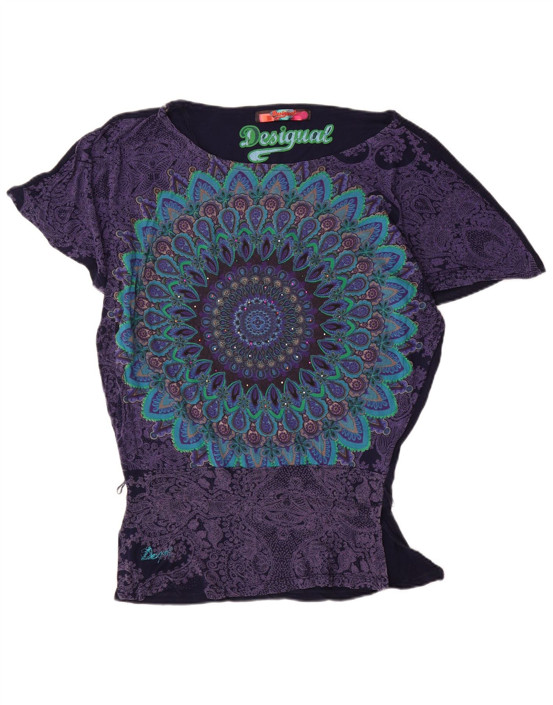 Женская блузка с крыльями летучей мыши Desigual, Великобритания, 10, маленький размер, темно-синий, вискоза