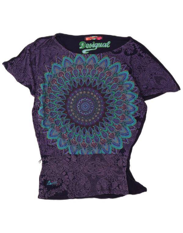 Женская блузка с крыльями летучей мыши Desigual, Великобритания, 10, маленький размер, темно-синий, вискоза