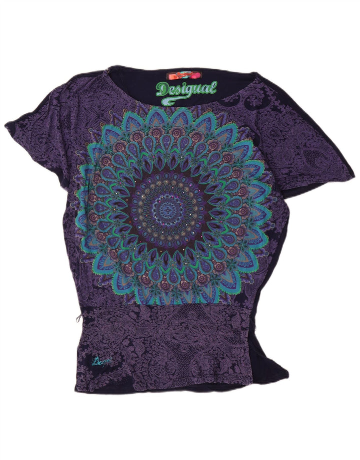 Женская блузка с крыльями летучей мыши Desigual, Великобритания, 10, маленький размер, темно-синий, вискоза
