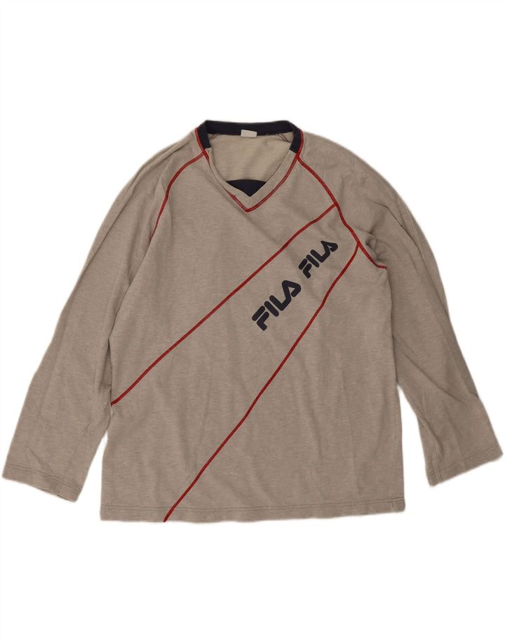 Fila Мужской топ с рисунком, длинный рукав, большой серый полосатый хлопок, хлопок