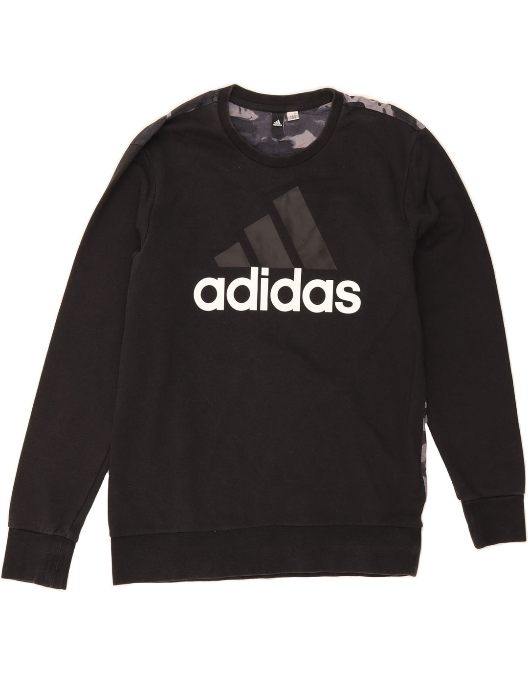 ADIDAS Mens Graphic Sweatshirt Jumper Medium Black Camouflage Vintage Adidas and Second-Hand Adidas from Messina Hembry 