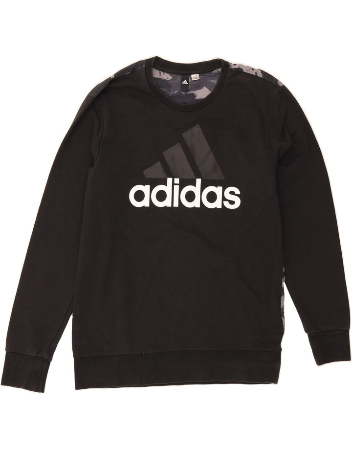ADIDAS Mens Graphic Sweatshirt Jumper Medium Black Camouflage Vintage Adidas and Second-Hand Adidas from Messina Hembry 