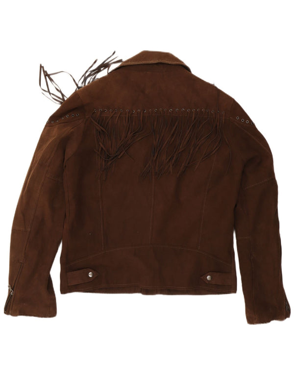 Мужская косуха из искусственной замши Zara UK 42 XL, коричневый полиэстер