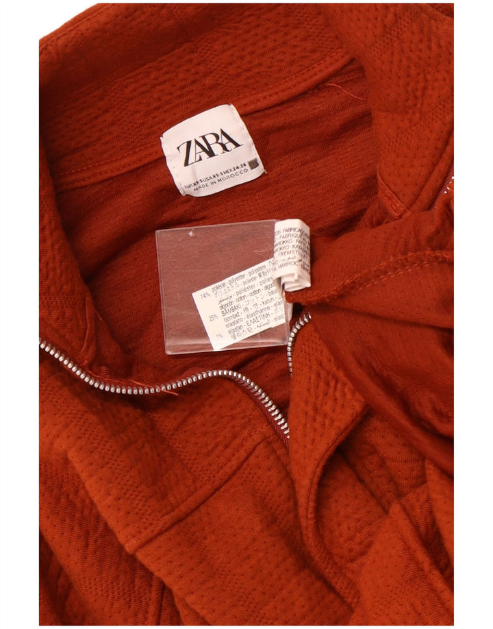 Женский бомбер оверсайз ZARA UK 6 XS Темно-бордовый полиэстер