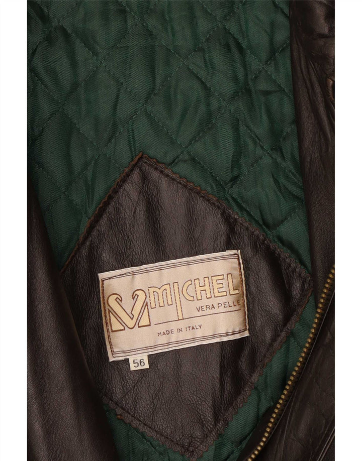 Винтажная мужская кожаная куртка IT 56 3XL Коричневая