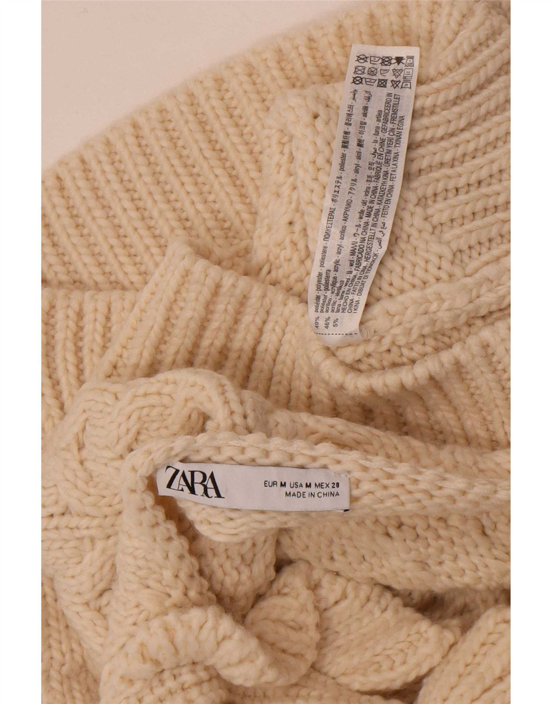 Женский укороченный джемпер с вырезом лодочкой Zara UK 12, средний цвет из белого полиэстера