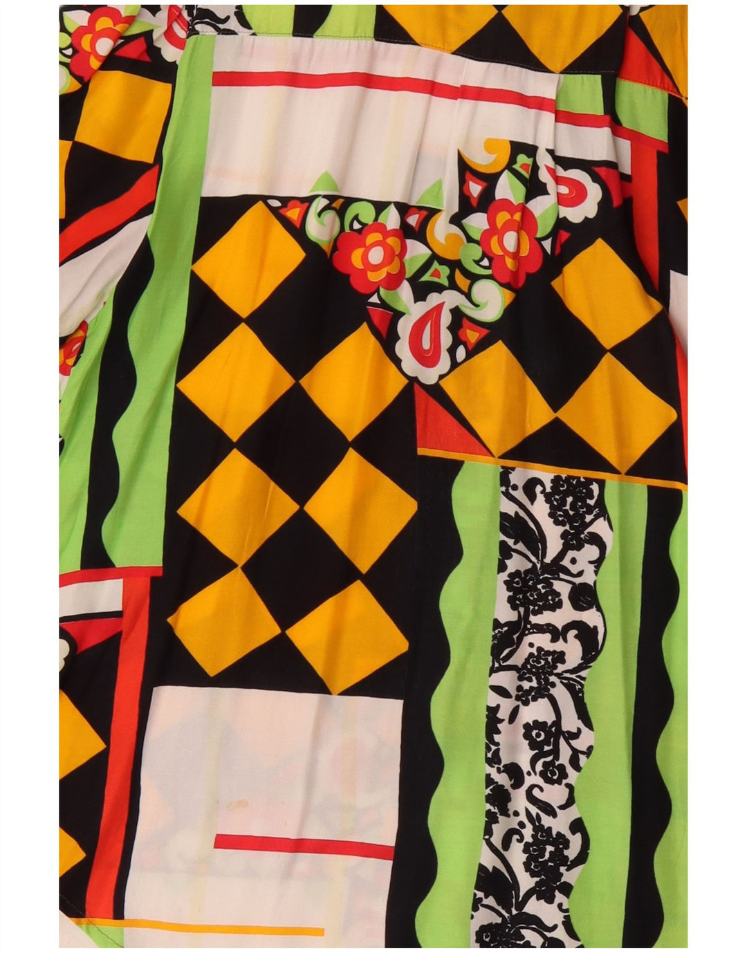 Винтажная женская блузка-рубашка с коротким рукавом, Великобритания, 20, 2XL, разноцветная, в стиле пэчворк