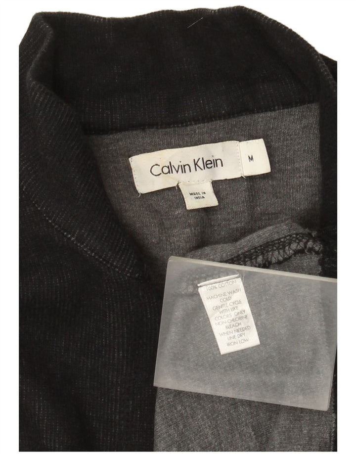 Мужской джемпер с воротником на молнии Calvin Klein, средний черный хлопковый свитер