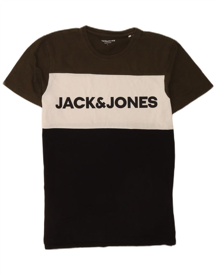 Мужская футболка с рисунком Jack & Jones, большой разноцветный цветной блок
