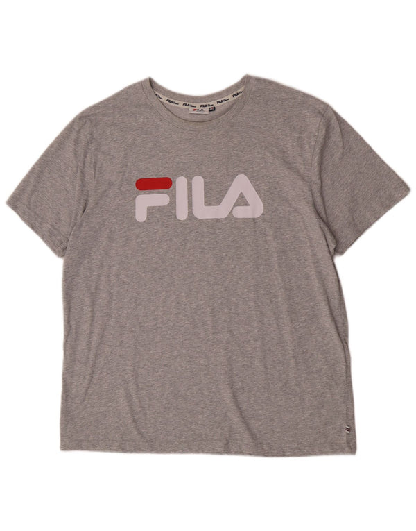 Мужская футболка с рисунком Fila Top 2XL, серый хлопок с крапинками
