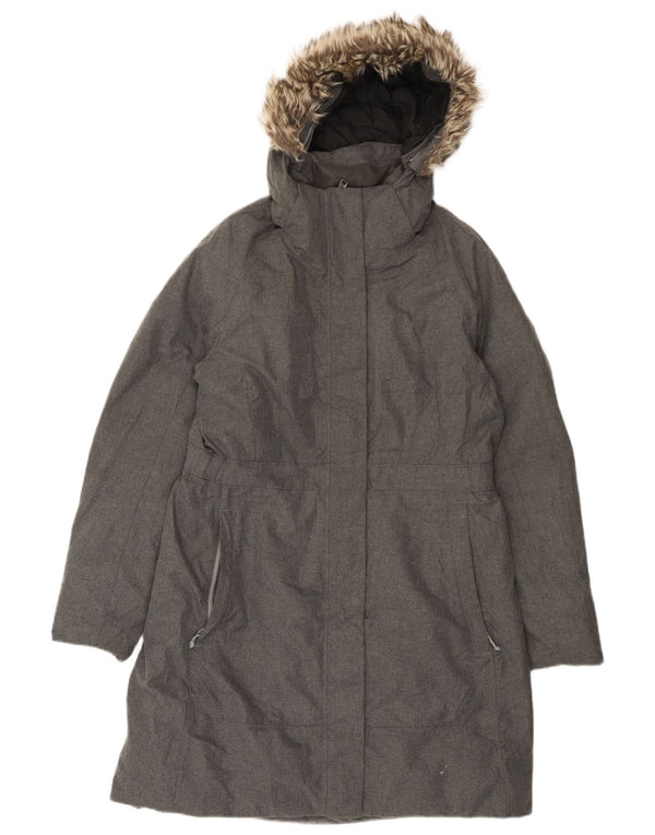 Женское стеганое пальто с капюшоном The North Face UK 16, большой серый полиэстер
