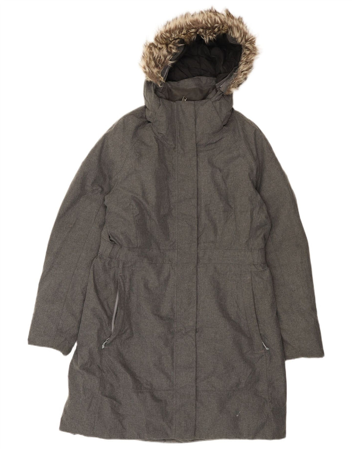 Женское стеганое пальто с капюшоном The North Face UK 16, большой серый полиэстер