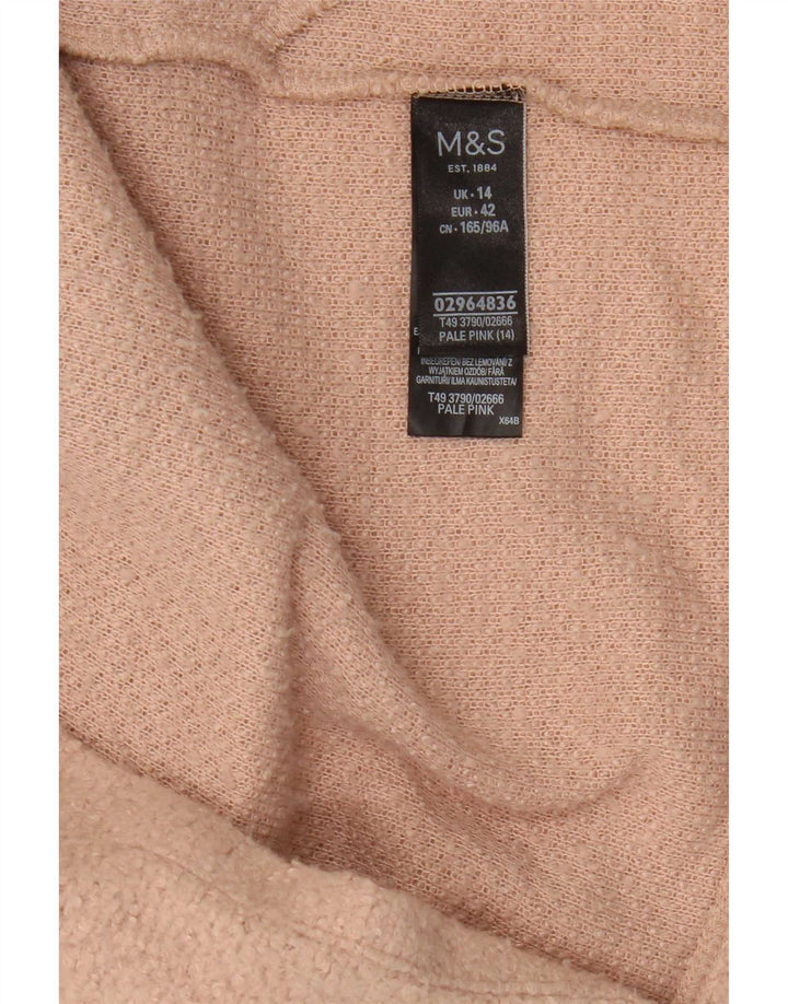 Женское открытое пальто Marks & Spencer UK 14, большой розовый полиэстер