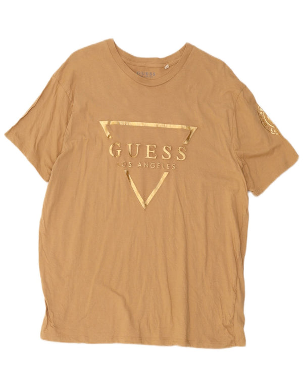 Guess Женская футболка с рисунком Top UK 18 XL Бежевый хлопок