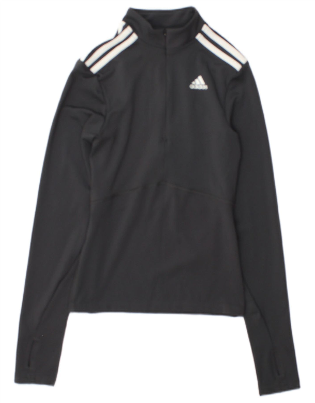 Женский спортивный пуловер Adidas с воротником на молнии, Великобритания 4/6 XS, серый с цветными блоками