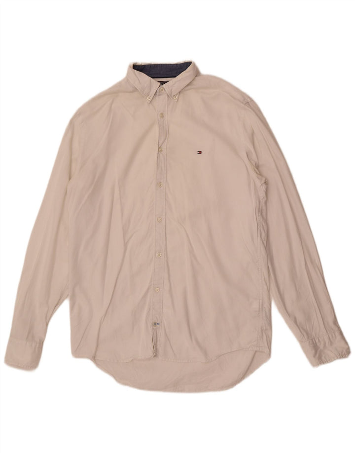 Мужская рубашка Tommy Hilfiger New York Fit из хлопка среднего размера белого цвета