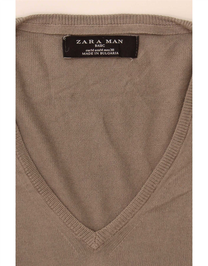 Мужской джемпер с v-образным вырезом Zara, средний серый