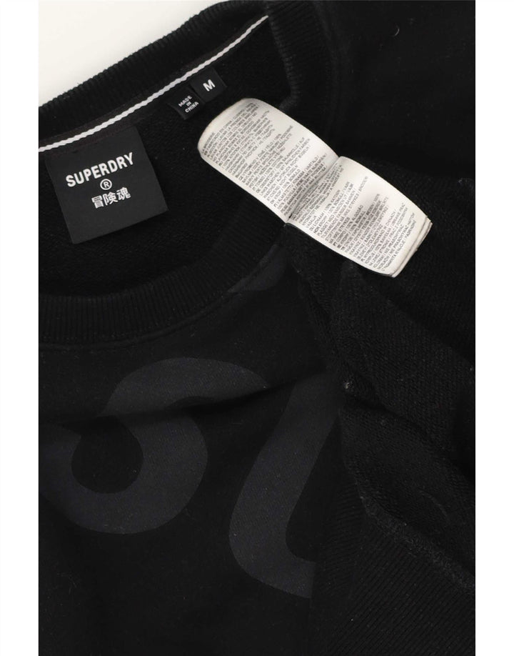 Мужской свитшот с рисунком Superdry, хлопковый джемпер среднего размера, черный