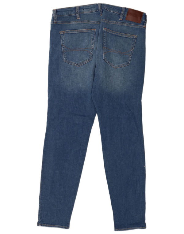 Мужские потертые супер зауженные джинсы Hollister W36 L32, синий хлопок