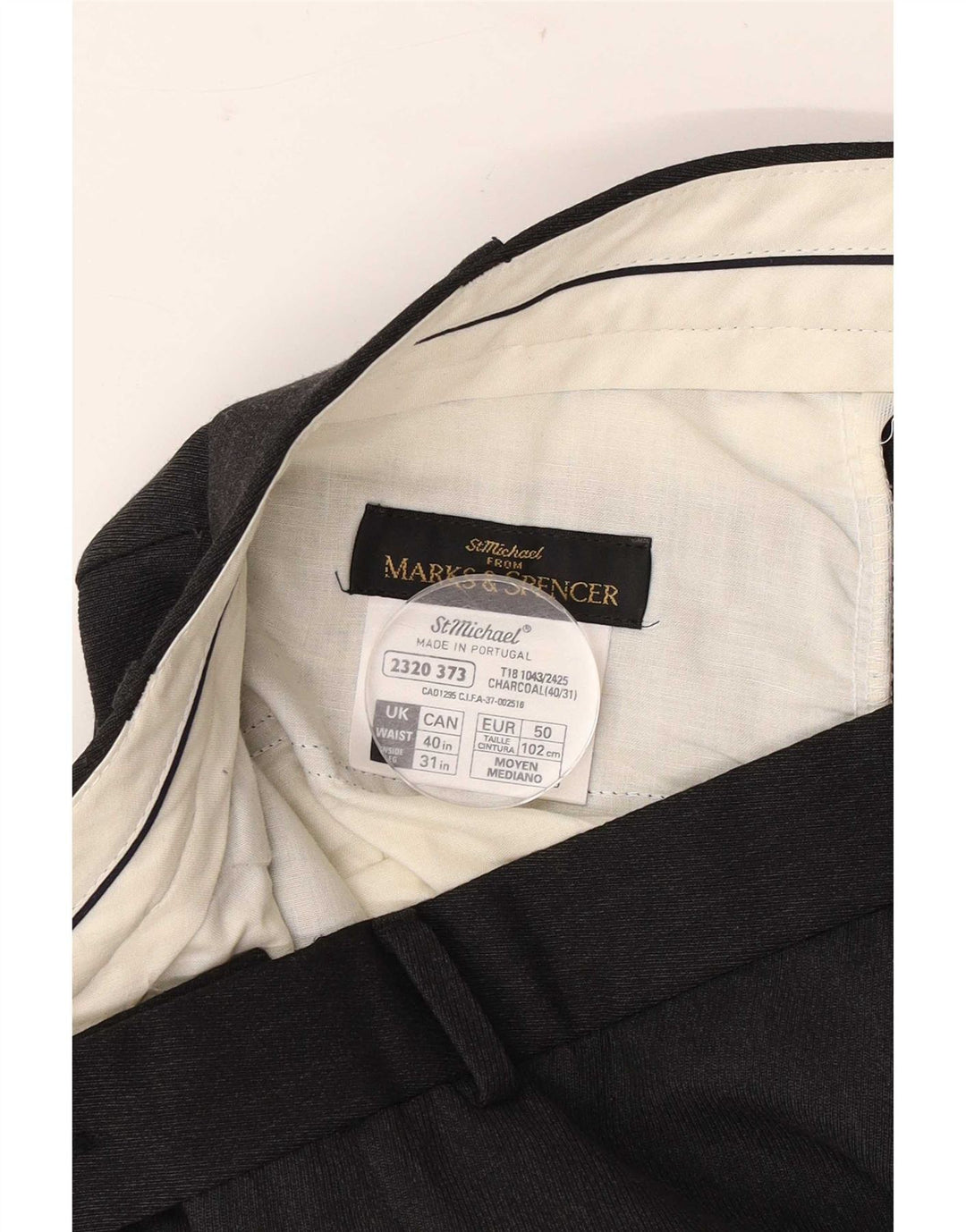 Мужские прямые костюмные брюки Marks & Spencer W40 L28 серые из полиэстера