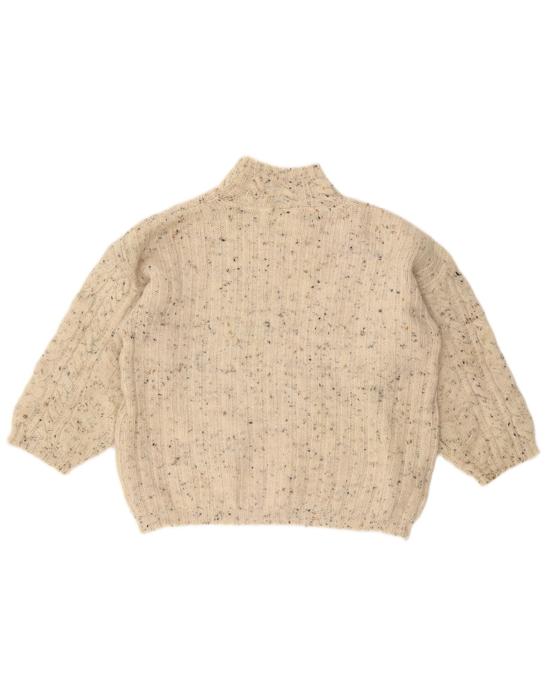 ВИНТАЖНЫЙ женский джемпер с высоким воротником, Великобритания, 18 XL, кремовый, в крапинку