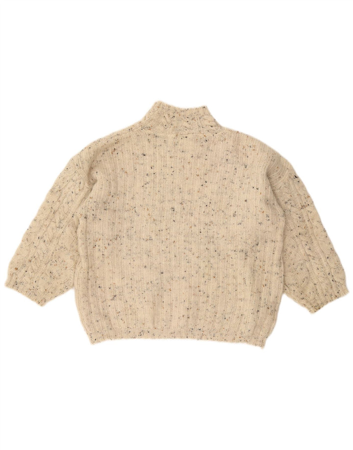 ВИНТАЖНЫЙ женский джемпер с высоким воротником, Великобритания, 18 XL, кремовый, в крапинку