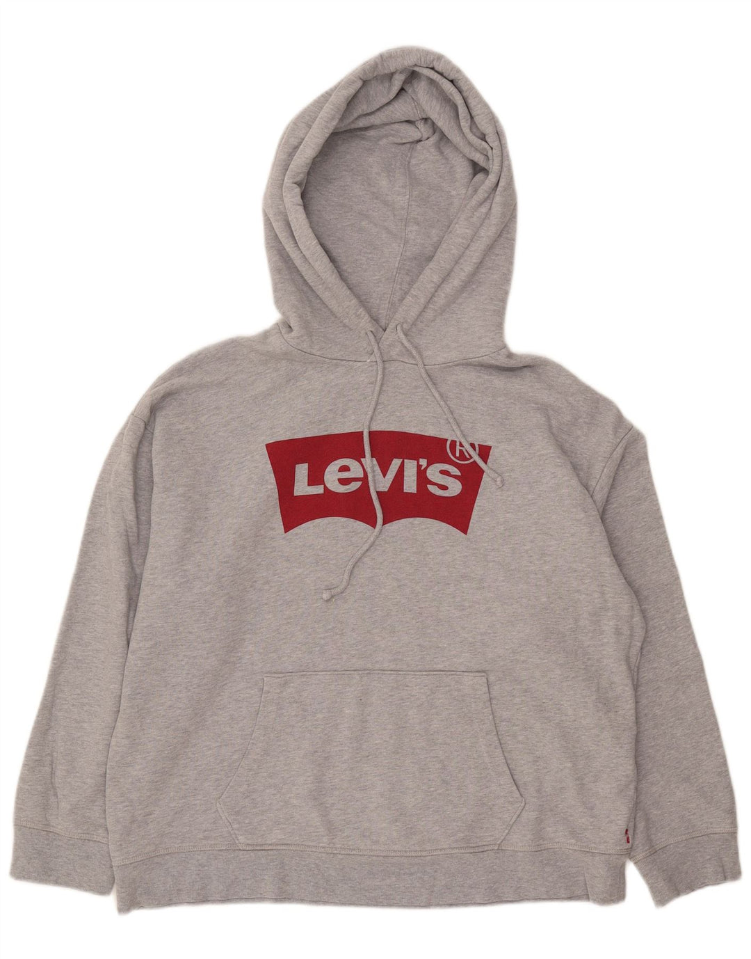 LEVI'S Mens Graphic Hoodie Jumper Large Grey Cotton
