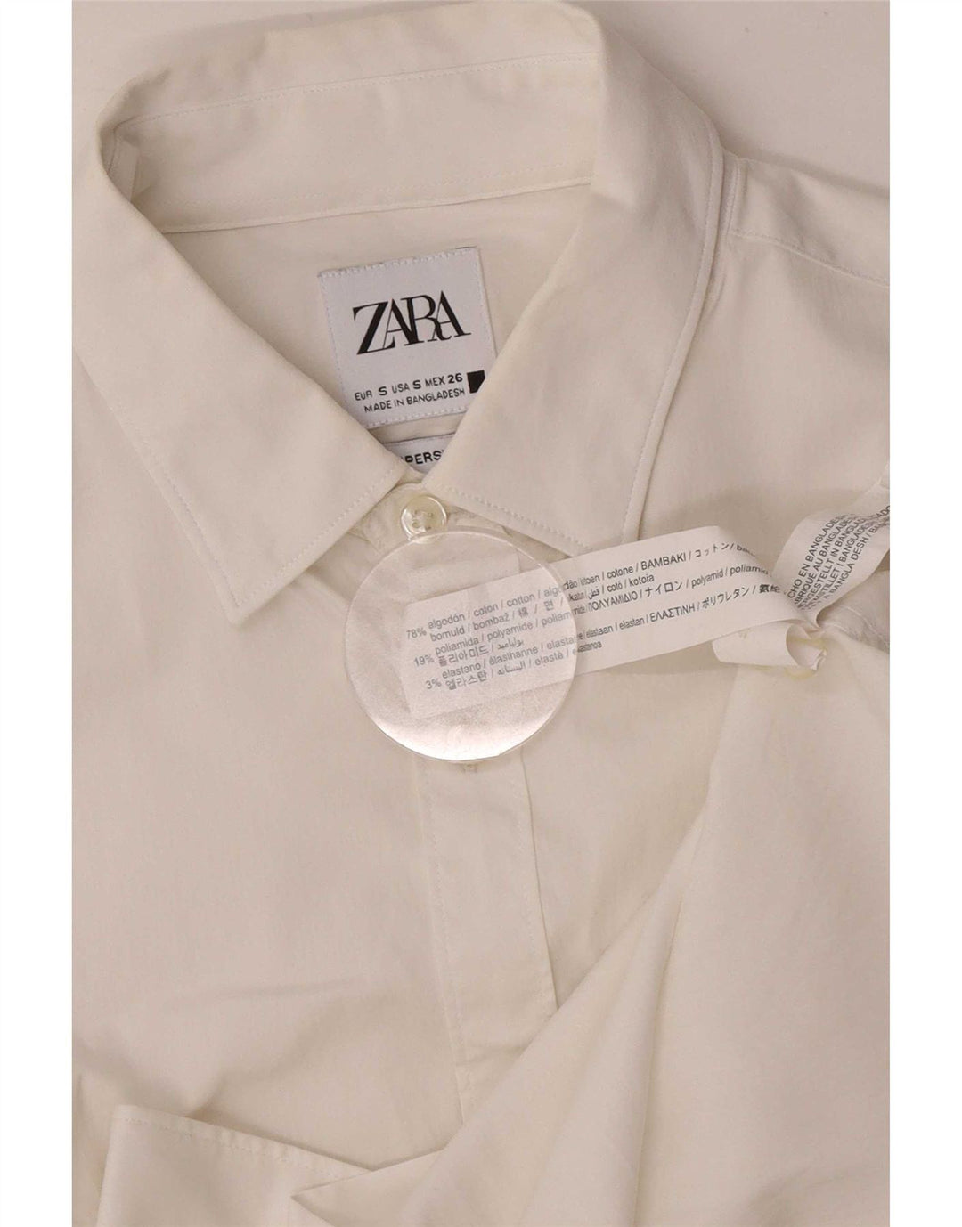 Женская рубашка Zara UK 10, маленькая, белый хлопок