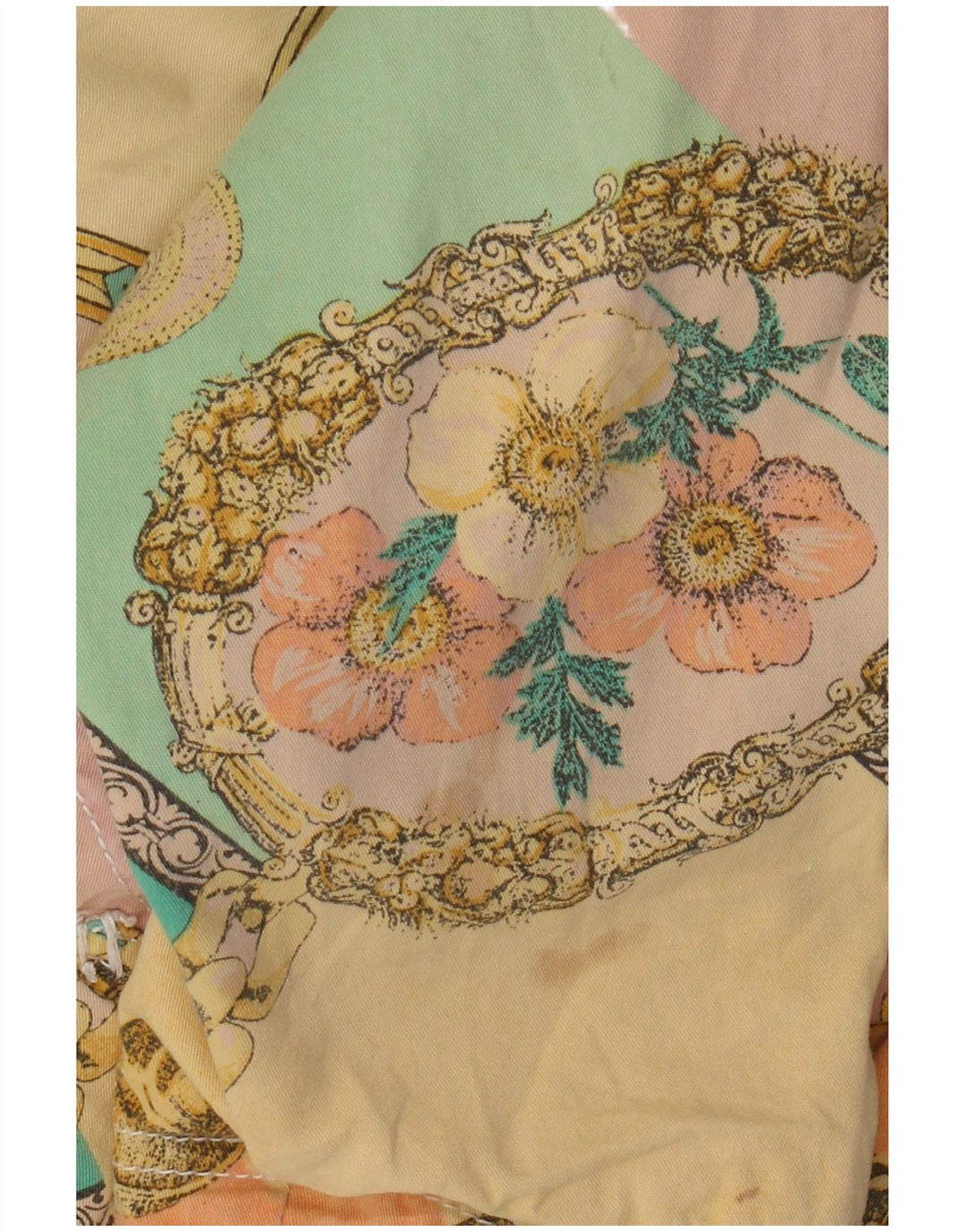 Винтажная женская укороченная куртка-бомбер UK 12, средний разноцветный хлопок с цветочным принтом