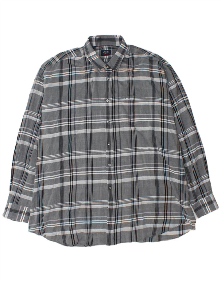 Мужская рубашка Paul & Shark 2XL, серая, хлопковая в клетку