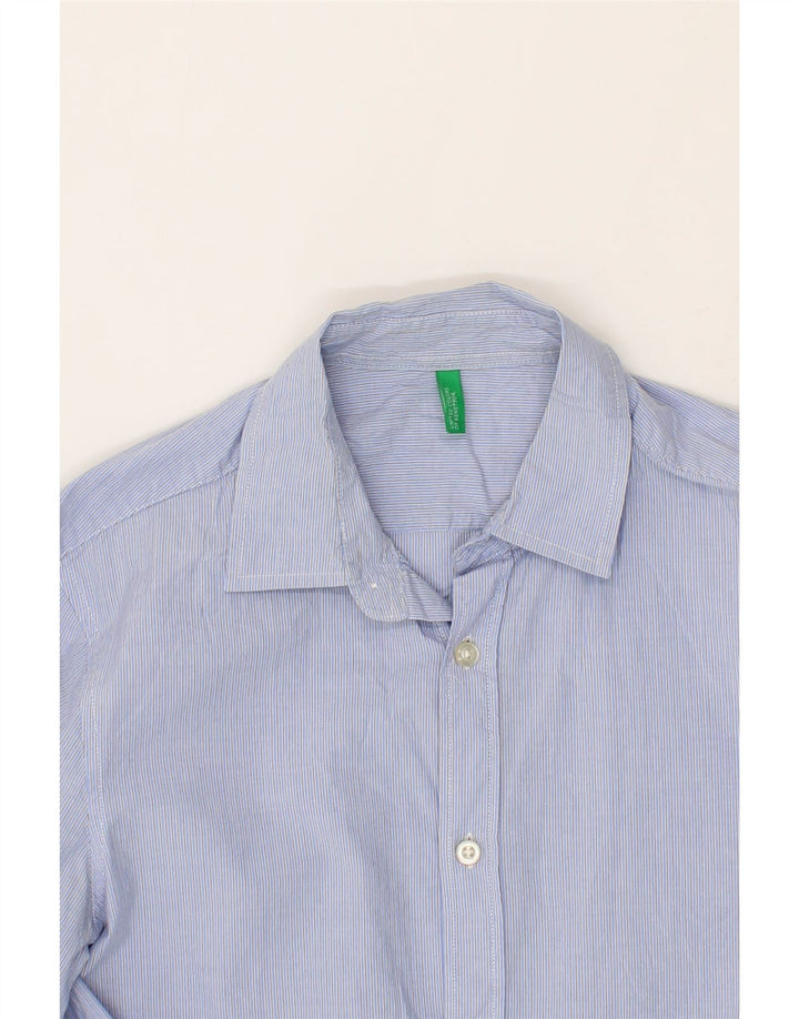 BENETTON Mens Shirt Small Blue Pinstripe Cotton Vintage Benetton and Second-Hand Benetton from Messina Hembry 