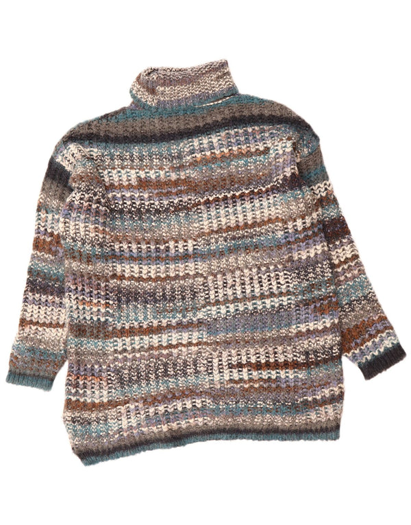 Женский джемпер с высоким воротником ZARA UK 14, средний, разноцветный в полоску