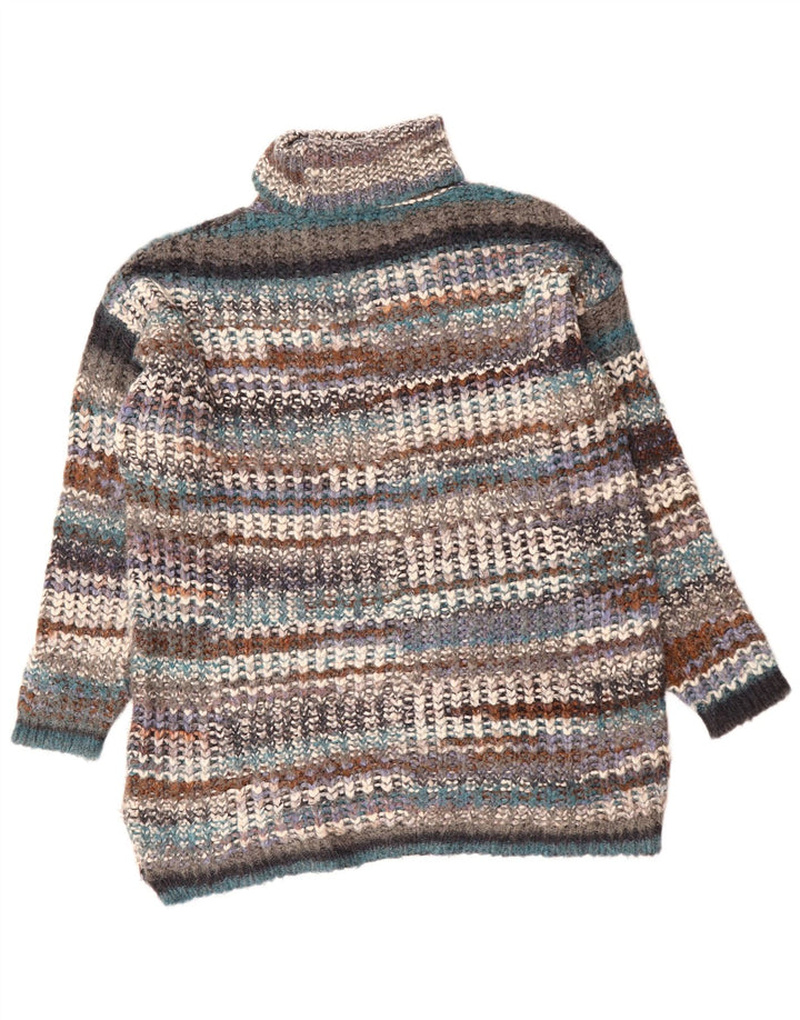 Женский джемпер с высоким воротником ZARA UK 14, средний, разноцветный в полоску