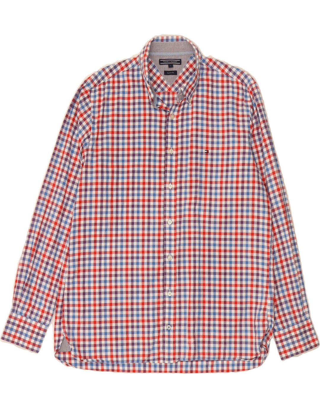 TOMMY HILFIGER Mens Custom Fit Shirt Large Red Check Cotton Vintage Tommy Hilfiger and Second-Hand Tommy Hilfiger from Messina Hembry 