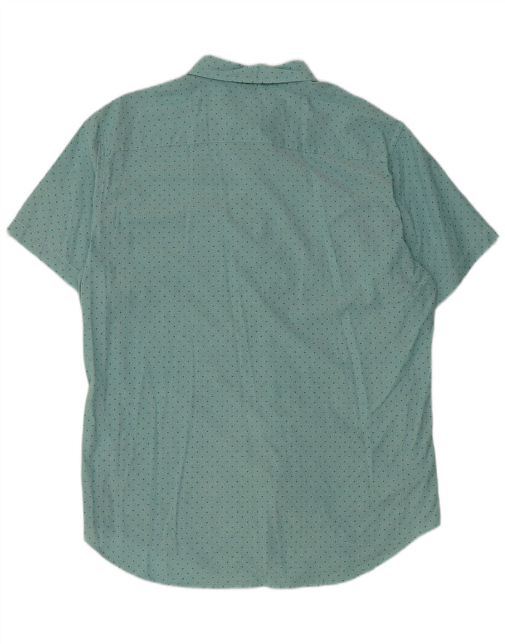 BONOBOS Мужская приталенная рубашка с коротким рукавом, большая синяя хлопковая рубашка в горошек