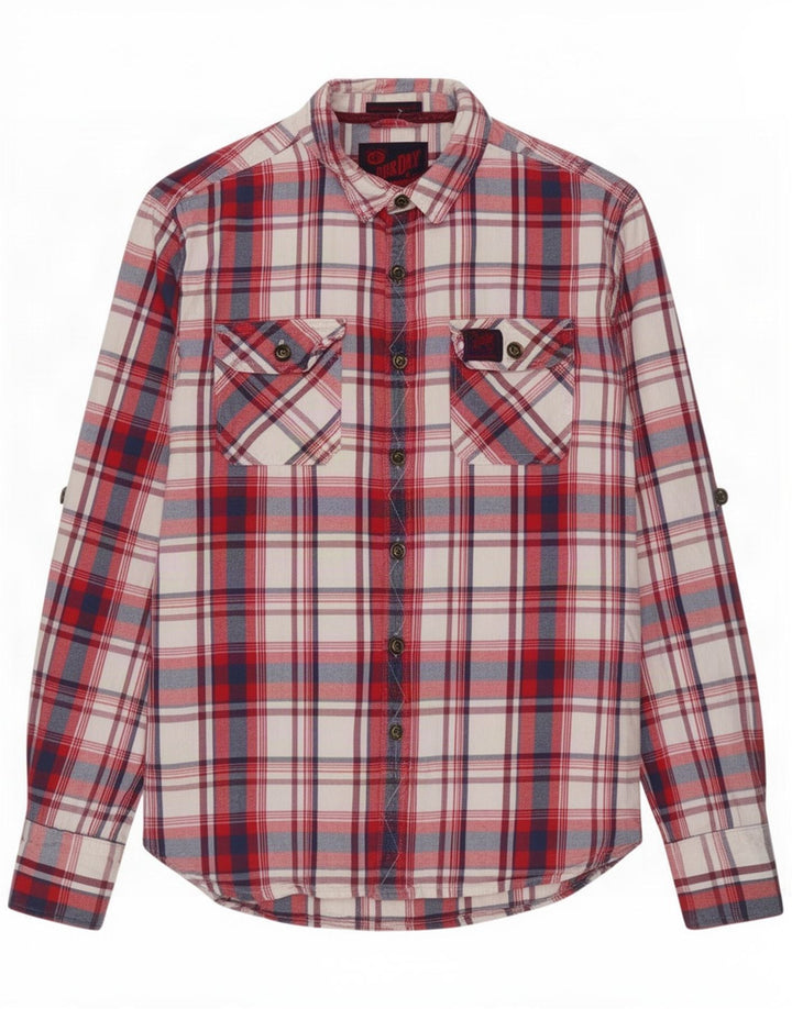 Мужская фланелевая рубашка Superdry, большая красная клетка, хлопок