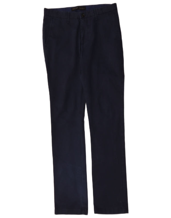 ZARA Mens Straight Chino Trousers EU 40 Medium W31 L33 Navy Blue Cotton