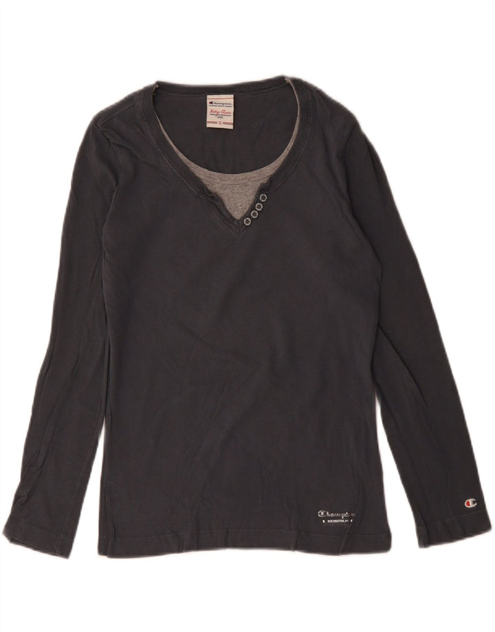 Женский классический топ CHAMPION Heritage Classics с длинными рукавами, Великобритания, 10 маленьких размеров, серый хлопок
