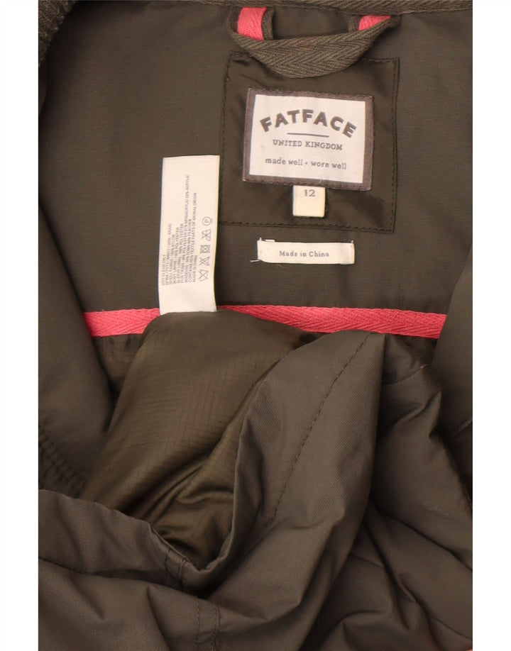 Женское стеганое пальто с капюшоном Fat Face UK 12, средний хаки, нейлон