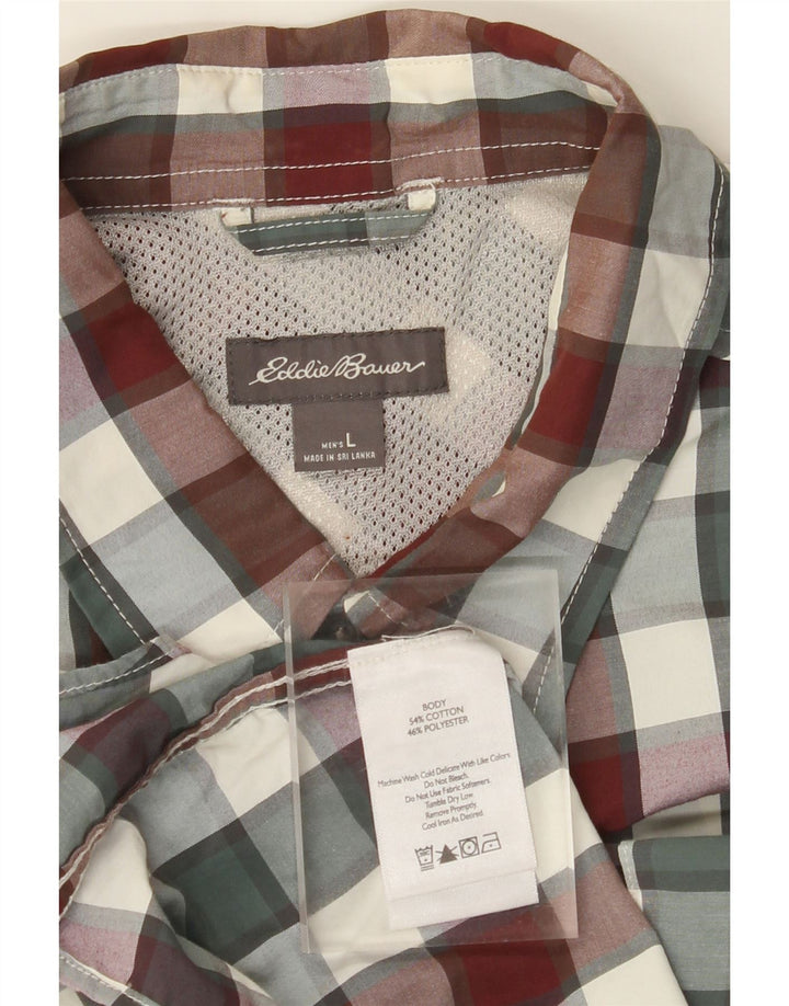 EDDIE BAUER Мужская рубашка с коротким рукавом, большая разноцветная клетка, хлопок