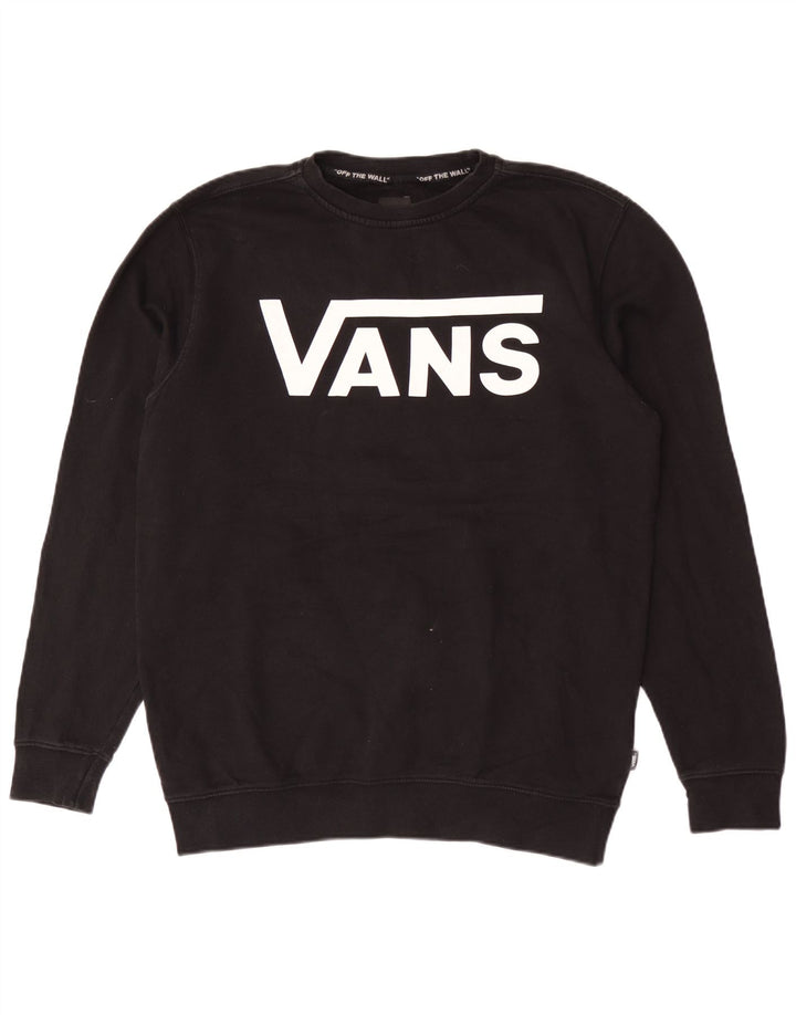 Мужской свитшот с рисунком Vans, хлопковый джемпер среднего размера, черный