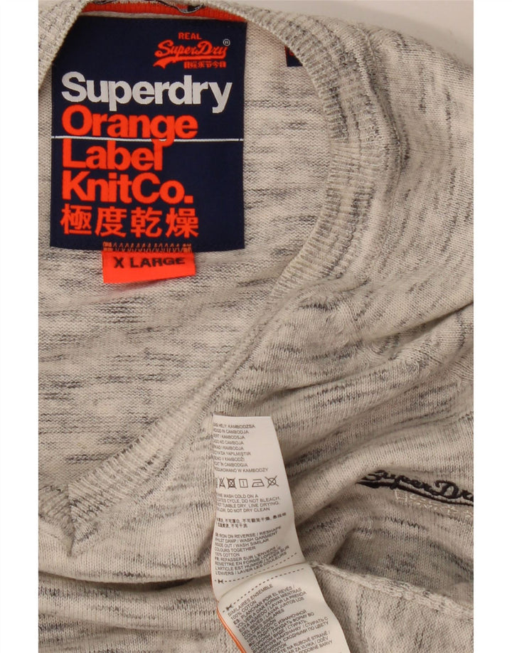 SUPERDRY Женский джемпер с v-образным вырезом, Великобритания, 18 XL, серый хлопок с крапинками